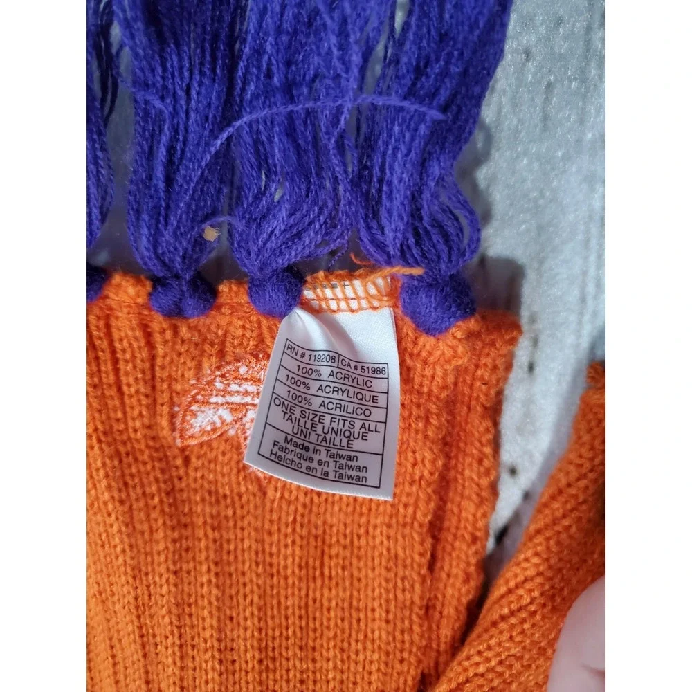 Adidas One Size Clemson‎ Tigers NCAA Fringe Orange Winter Scarf 6.5x62 NEW